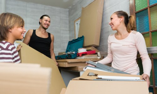 Moving van and boxes for removals in Leyton