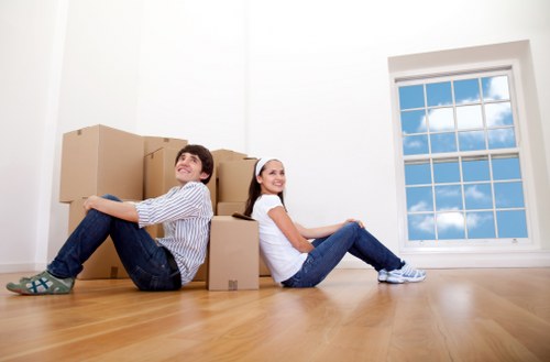Packed boxes ready for flat removals in Leyton